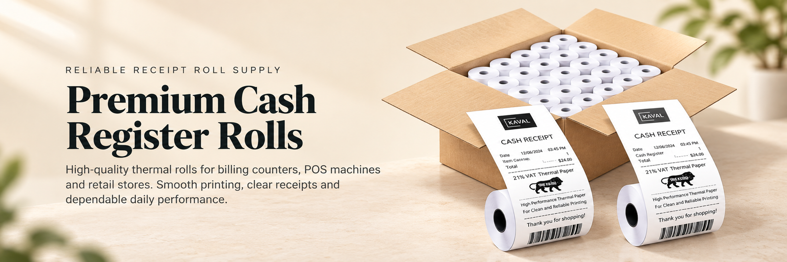 Cash register rolls banner